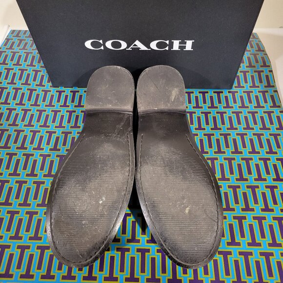 COACH Jess Black Leather Silver Chain Loafers Size 8.5 - Picture 9 of 12